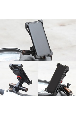 Dianziye Bisiklet, Motosiklet Ve Elektrikli Araçlar İçin Dayanıklı Abs Telefon Tutucu - 4 Tırnaklı Ekran Koruyucu, Navigasyon Ve Şarj Uyumlu Sürüş Seti Siyah