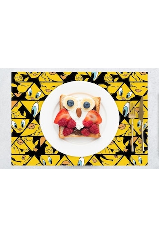 Tweety Face Kumaş Amerikan Servis 4'lü Set 35x50cm Warner Bros Lisanslı Ürün, Keten Kumaş Çok Renkli