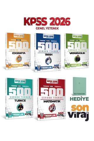 Yediiklim 2026 Kpss Gy-gk Son Viraj Serisi Tamamı Çözümlü 500 Soruda Genel Tekrar Kamp Seti 5 Kitap Hediyeli