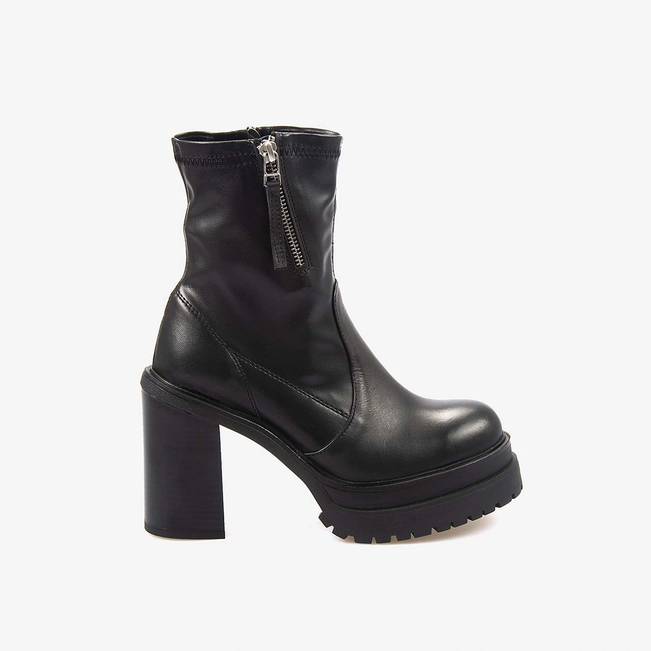 Kemal Tanca Hakiki Deri Kadın Topuklu Bot 7009 Siyah