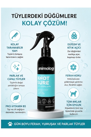 Animology Knot Sure Detangle Spray Kıtık Açıcı Parlatıcı Köpek Spreyi 250 Ml