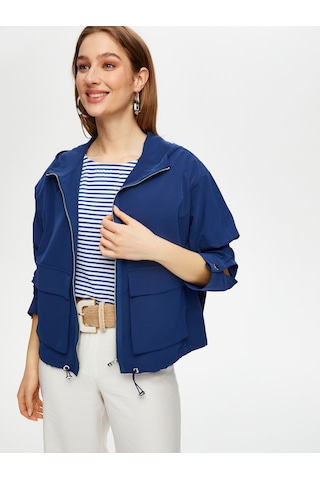 Faik Sönmez Astarsız Kapişonlu Comfort Fit Trençkot S25tnc012 Us25tnc01220 Lacivert