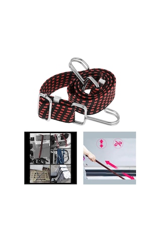 Homyl Kancalı Ağır Hizmet Elastik Bungee Cord Kırmızı-1m Kırmızı 1m Kırmızı