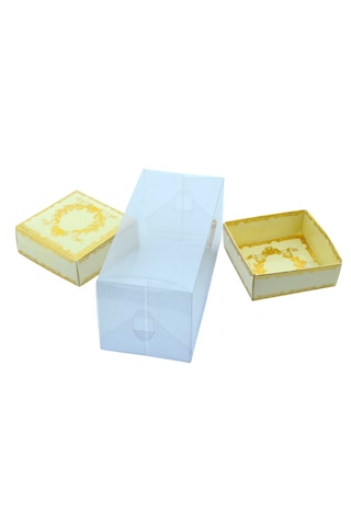 Hediyelik Karton Kapak Krem Gold Varaklı Asetat Kutu 8x8x16.5cm