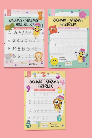 1. Sınıfa Hazırlık Serisi / Okuma - Yazma Hazırlık Aktivite Seti / 3 Kitap Çizgi - Harf - Sayı