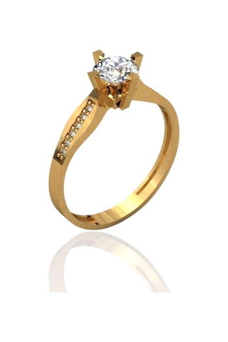 Tek Taş Çarpraz Tırnak 14 Ayar Altın Yüzük Altın