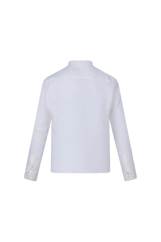 Hatemoğlu Beyaz Comfort Fit 100% Keten Düğmeli Yaka Uzun Kollu Keten Gömlek 35828 4111993