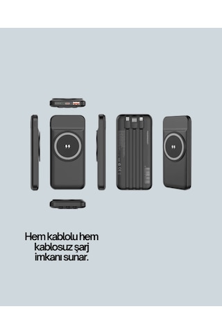 İphone Ve Android Uyumlu 10000mah Powerbank Hem Kablolu Hem Kablosuz