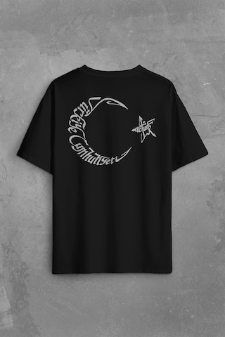 Atatürk Tc Türk Bayrağı Osmanlica Arapça Sırt Ön Baskılı Oversize Tişört Unisex T-shirt 001