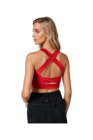 Terapi Men Kırmızı Sırt Detaylı Fitted/vücuda Oturan Kare Yaka Spor Bluz Kırmızı