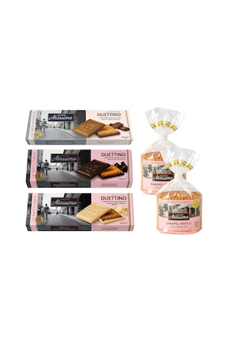 Maestro Massimo Bisküvili Çikolata 102 Gr Ve Caramel Waffle 5 Li Karma Paket