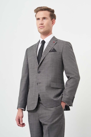 İmza Füme Düz Flannel Mono Yaka Tam Astar Tek Yırtmaç 2 Düğme 4 Drop Comfort Fit Classic Takım Elbise 1001245164 Füme
