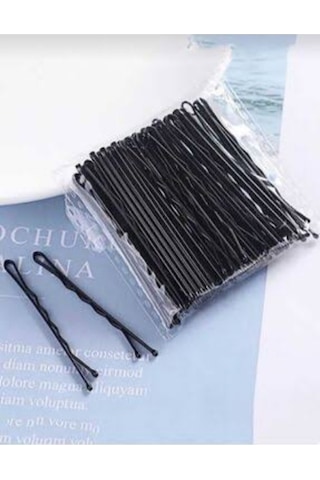 Kadın Siyah Profesyonel Tel Toka Lastik Toka 50 Lastik 50 Tel Toka Toplam 100 Adet Siyah