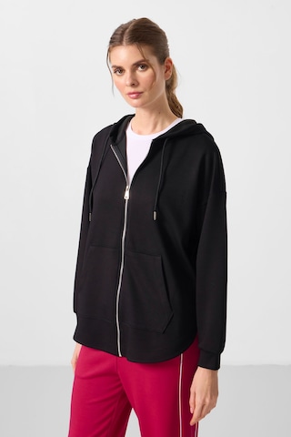 Tommylıfe Siyah Yumuşak Dokulu Kapüşonlu Oversize Kadın Tunik Sweatshirt - 97302