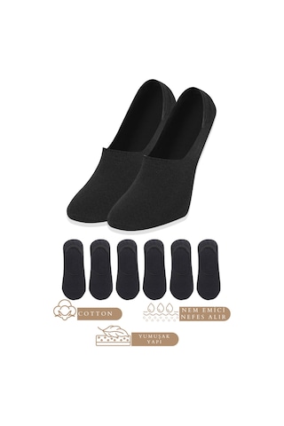 Kral Socks Unisex Düz Desen 6 Çift Pamuklu Terletmez Babet Çorap