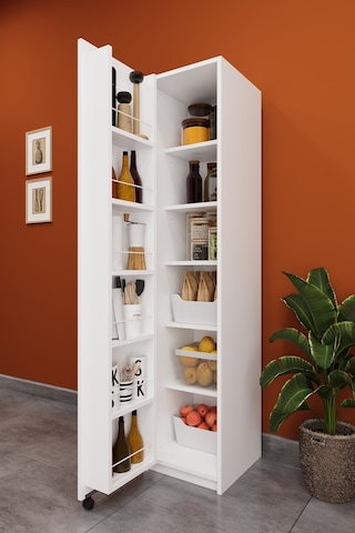 Asra Trend Çok Amaçlı Kiler Dolabı MK-19 %100 MDF Erzak Organizer Dolabı Beyaz