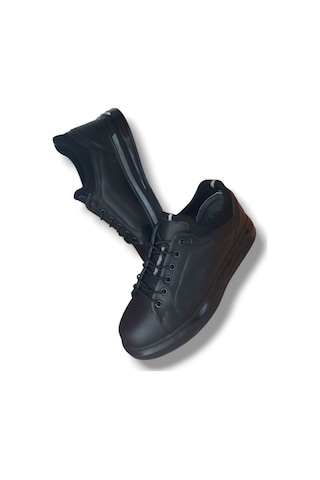 Growish Gr0226 Hakiki Deri Günlük Mat Siyah Erkek Sneaker Ayakkabı Siyah