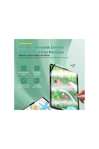 Apple Uyumlu iPad Mini 8.3inç 2021 Manyetik Kenarlı Mıknatıslı Ekran Koruyucu- 5775 - Hs08378702-3838 Şeffaf 2