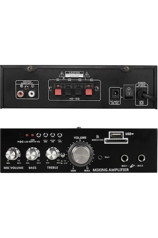 Magicvoice Mv-22560 2x20w 4-8 Ohm Usb/sd Girişli Bluetooth'lu 2 Mikrofon Girişli Trafosuz Stereo Min