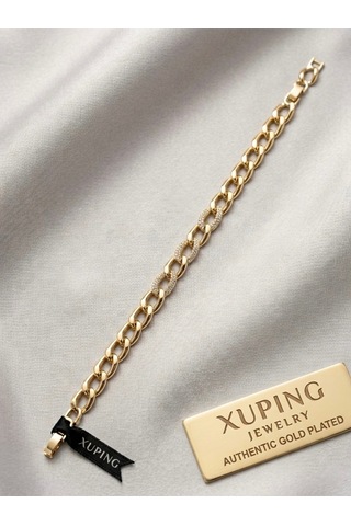 Xuping Vip Seri Zirkon Taş Detaylı 14k Altın Kaplama Lüks Zincir Bileklik Altın - Çelik