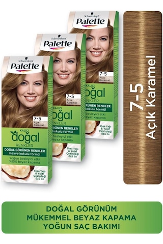 Palette Kalıcı Doğal Renkler Saç Boyası 7 - 5 Açık Karamel X 3 Ade