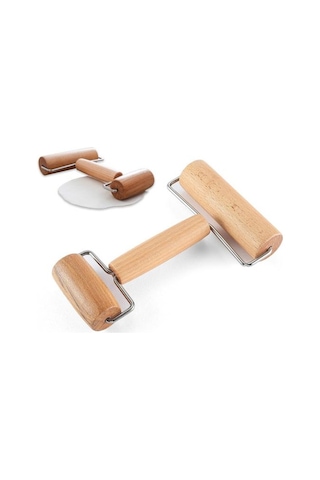 Çift Uçlu Ahşap Itme Hamur Oklava Manuel Pizza Rulo Çerez Pişirme Aracı