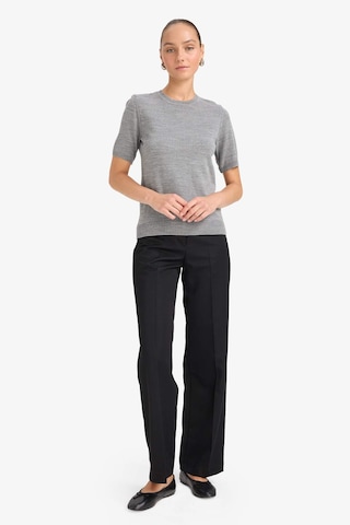 Defacto Regular Fit Bisiklet Yaka Kısa Kollu Triko Kazak E6810ax25augr456 Gri
