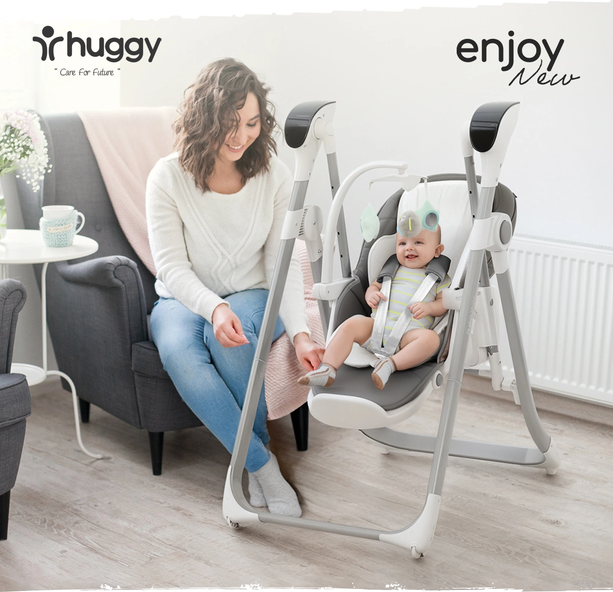 Huggy Enjoy Kumandalı Katlanabilir Elektrikli Salıncak Mama Sandalyesi