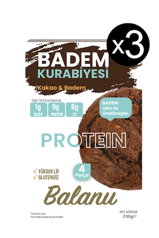 Balanu Proteinli Kakaolu Badem Kurabiyesi 240gr X3 Adet