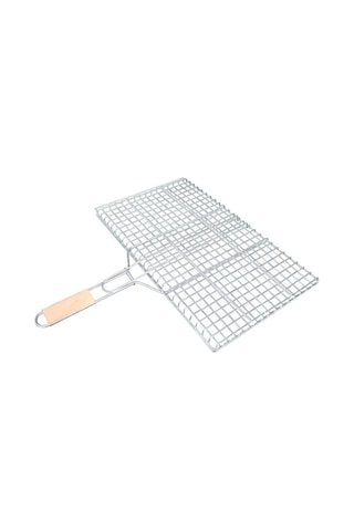 Ahşap Saplı Mangal Izgarası Galvanizli Paslanmaz Kafes Demir 25 X