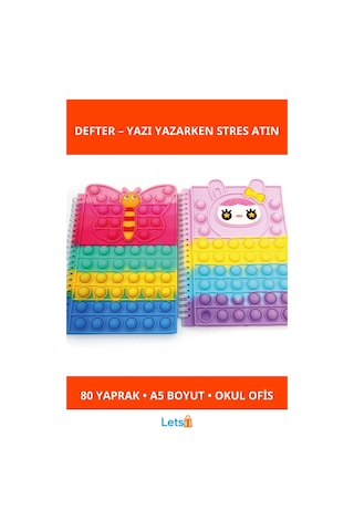 Sevimli Pop It Tasarımlı A5 Defter 80 Yaprak Çok Renkli