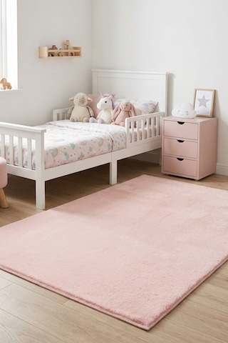 Pembe Post Peluş Kaymaz Taban Çocuk Odası Halısı Yumuşak Çocuk Halısı Yolluk Pembe Pembe