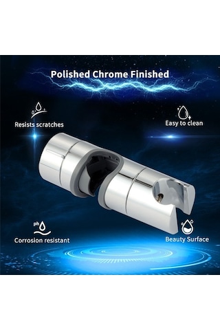Ulzyvf Ayarlanabilir Duş Başlığı Tutucu - 18-25mm Kayar Çubuk İçin 360 Dönebilir Krom Aksesuar Diğer