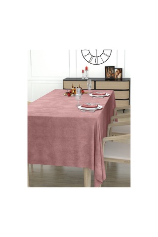 Daily Series Kadife Dokulu Buğulu Gül Rengi Masa Örtüsü Buğulu Gül