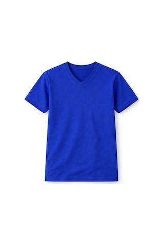Wear Vexel Genç Erkek Çocuk V Yaka Tişört Model - Saks Mavisi Çok Renkli