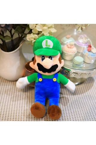 İthal Kadifemsi Kumaş Süper Mario Luigi Peluş Oyuncak 27 Cm Uyku Oyun Arkadaşı Orta Boy Yeşil Çok Renkli