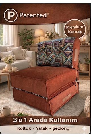 Viscolog Comfy Plus Yeni Nesil Bohem Tekli Koltuk,yataklı Katlanır Berjer,yer Yatağı,şark Köşesi 75x75 85cm Kırmızı