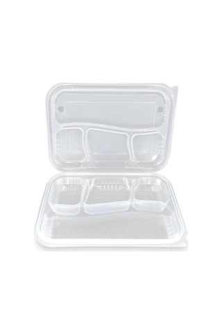 4 Bölmeli Kapaklı Kebap Kabı - 25 Adet