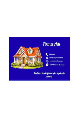 100 Adet Kişiye Özel Katvizit, Reklam Kartı, İşletme Tanıtım Kartı - Mavi - 170