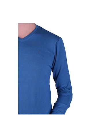 Erkek V Yaka Triko Kazak Mavi Regular Fit Pamuklu, Ot-Kzk-20003 Mavi