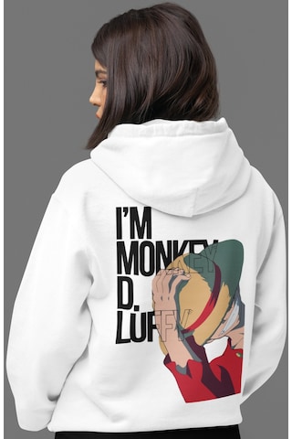 Sevbano Im Monkey D. Luffy One Piece Anime Sırt Baskılı Unisex Oversize P beyaz