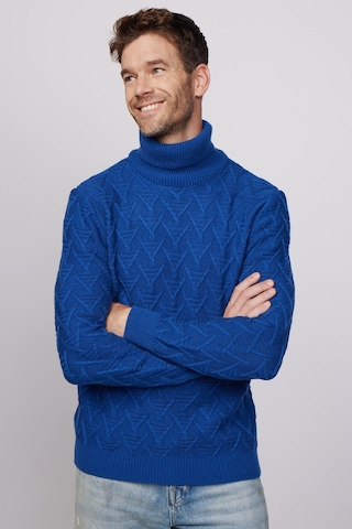 Tudors Slim Fit Dar Kesim Tam Balıkçı Yaka Desenli Lacivert Erkek Triko Kazak-28664 Lacivert