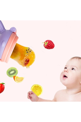 Sones Bebek Emziği Meyve Sebze Yardımcı Besleyici Sevimli Geyik Meyve Isırık Kese Diş Kaşıyıcı, Renk: Mavi