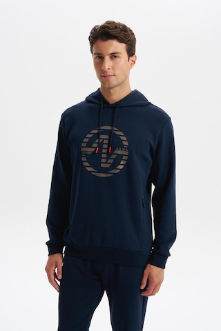 AR-MA Arma Erkek Slim Fit Örme Interlok Kapüşonlu Kanguru Cepli Sweatshirt Yazı Baskılı %80 Pamuk %14 Polyester %6 Elastane K30254685302 Lacivert