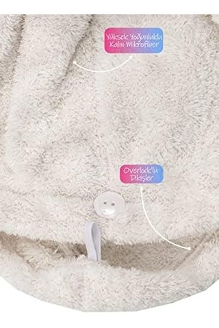 Mikrofiber Saç Havlusu Süper Emici Hızlı Kuruyan Türban Saç Havlusu Şapkası Uzun Kıvırcık Kalın Saçlar İçin Duş Saç Kurutma Havlusu, Plaj Havuz Banyo Kullanım Krem Açik Gri