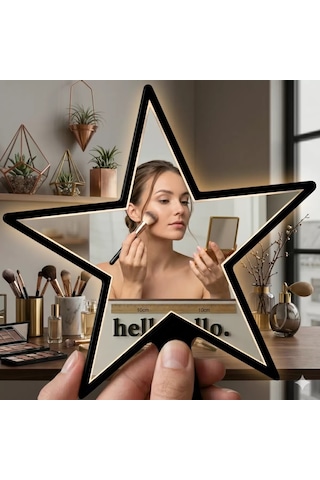 Yıldız Tasarım Kırılmaz Pleksi El Aynası - 10x10 Cm Unisex Çanta Boyu Çok Renkli
