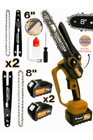 Schmıtzer 2budama-t Pro Set 21v Çelik Şanzuman 2 Pala Ve Zincir Şarjlı Dal Ağaç Kesme Bağ Budama Makas Testere