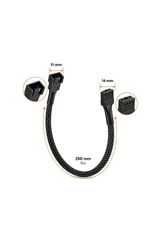 Pm-38402 25 Cm 4 Pin Pwm Erkek Dişi Fan Uzatma Kablosu Diğer
