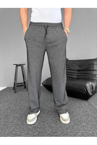 Vexor Su Yolu Çizgili Cepli Pantalon - Siyah
