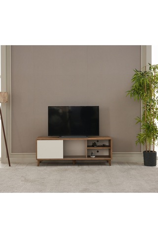 Tv Sehpası Sürgülü Kapak 140x40x35 Cm Beyaz